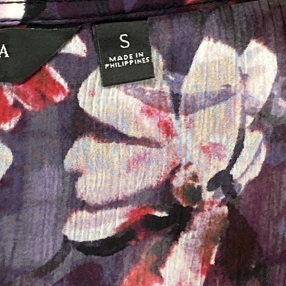 Simply Vera Vera Wang Womens Purple Floral Short Sleeve Scoop Neck Size Small - Picture 3 of 9